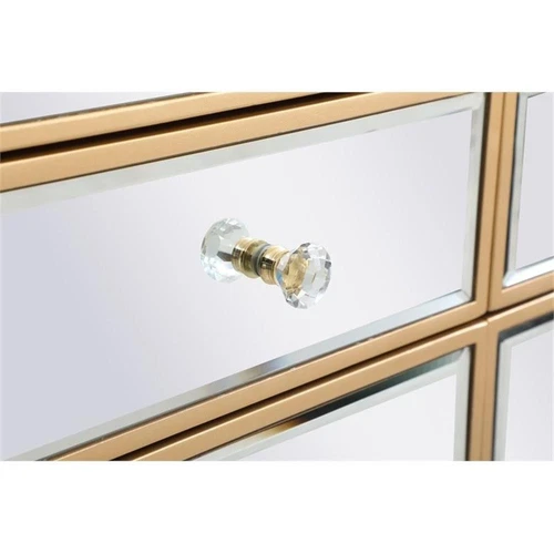 Elegant Decor Reflexion 56" Transitional MDF and Metal Mirrored Credenza in Gold - Picture 6 of 8