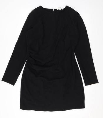 H&M Damen schwarz Polyester A-Linie Größe L Rundhals Reißverschluss