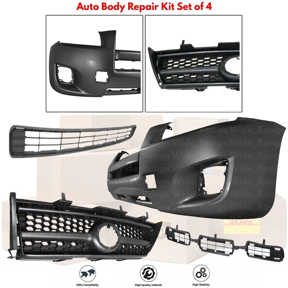 Front Bumper Cover Fascia & Grille Assembly Kit For 2009-2012 Toyota RAV4 Foto 2 de 4