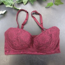 PINK Victoria's Secret Women's Burgundy S/D-DD Lace Push Up Underwire Bra