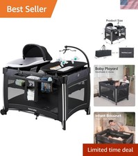Elegant 4-in-1 Baby Playards: Bassinet, Changing Table  Portable Design