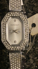 Danecraft Octagon Silver-Tone Crystal Quartz Bracelet Watch Ref 15419
