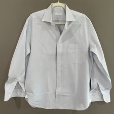 Ermenegildo Zegna Dress Shirt 16.5 42 Blue Stripe Cotton Rossini Regular Fit