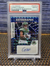 2022 Panini Mosaic Garrett Wilson Blue Mosaic Rookie Auto /99 PSA Gem Mt 10