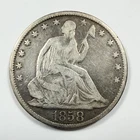 1858-O Seated Liberty 1/2 Half Dollar 50c New Orleans 90% Silver Early US Coin