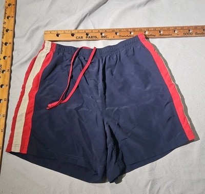 LL Bean Sport Shorts Mens Large Blue Supplex Nylon Swim Trunks Drawstring Pants 
