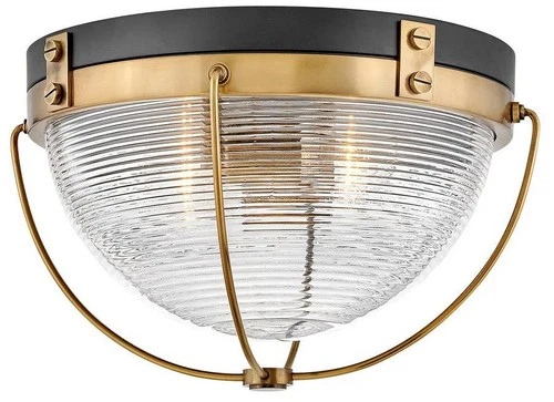 Hinkley Crew 16" Wide Heritage Brass and Glass Dome Ceiling Light - Picture 2 of 3