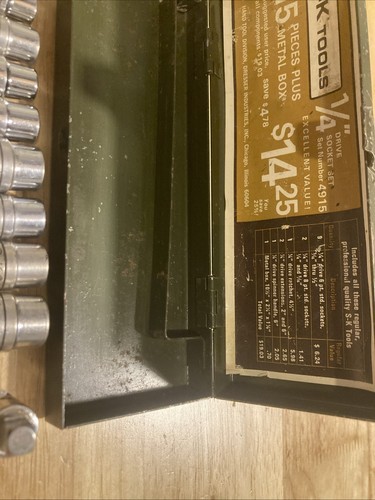 SK Tools USA S-K 1/4” Socket Ratchets Set 14 piece W Case 4915 SAE - Picture 8 of 11