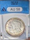 1921-D Morgan Silver Dollar ANACS  AU58  VAM-3D Rare VAM, Solid Original!!!