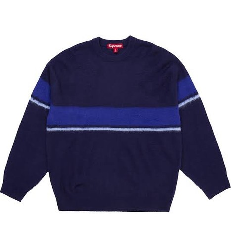 Supreme Maglione a Righe Spazzolate 'Navy/Blue' FW25 — Taglia XL - Foto 2 di 3