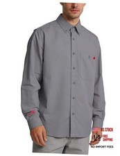 FR Welding Shirts 7.5oz Cotton Button Down Flame Resistant X-Large Light Gray