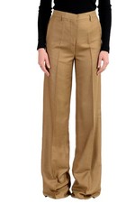Versace Women's Silk Brown Wide Leg Casual Pants