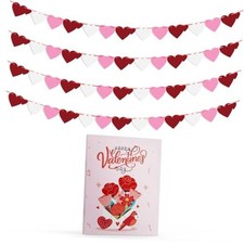 Valentines Heart Garland Banner, Pre-Strung - Valentines Decorations -