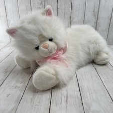 2001 Animal Alley 19" Plush Kitty Cat White Fluffy w Blue Eyes Toys R Us sparkly