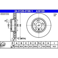 Bremsscheibe ATE 24.0128-0198.1 FüR BMW 3Er