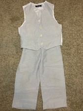 Boys 2 Piece Blue Suit Kids Vest And Pant Suit Size 4 Lightweight