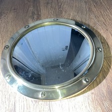 1940s-1950s Vintage Brass  Porthole Style Convex Mirror 30cm/ 12"