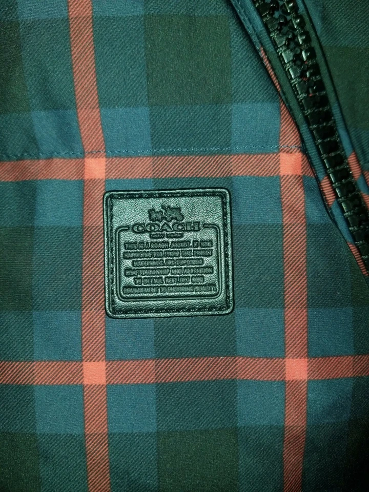 Coach Riley клетку темно-малиновый размер S жилет серый утка пуховик - Изображение 2 из 4