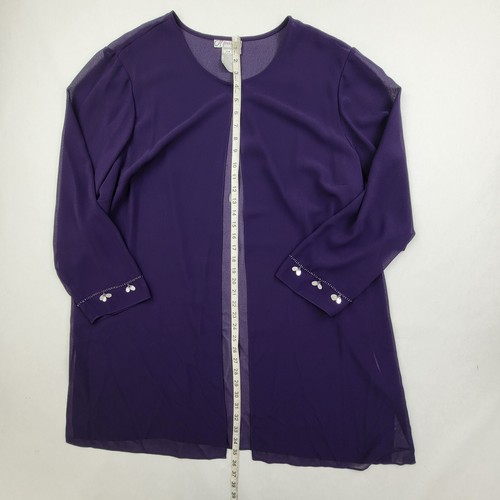 Dressbarn Tunic Duster Cardigan Sheer Purple Size 24W  - Picture 5 of 8