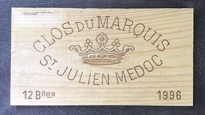 1996 Clos Du Marquis St-Julien Medoc France Wine Box Panel 6.5  X 12 
