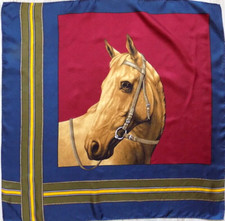 Beautiful Unbranded Vintage Scarf 100 Silk HandRolled Horse