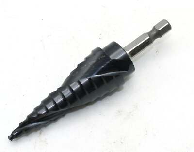 TEMO AITiN Coated M35 Cobalt Step Drill Spiral Flute, 6-12 Sizes, 3/16'' to 7/8''