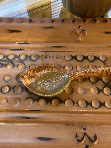 Spoon Rest Ceramic Twig Leaf Whimsical Cottagecore - Picture 2 of 5