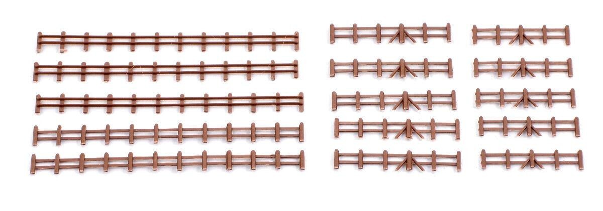 Gaugemaster GMKD13B Farm Rail Fence Brown Model Railway N Gauge Plastic (WB)