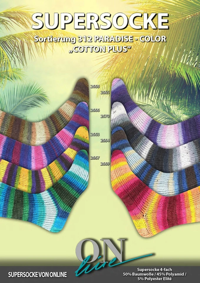 ONline Supersocke 312 Paradise Color Cotton plus 4-fach  100g - Bild 1 von 1