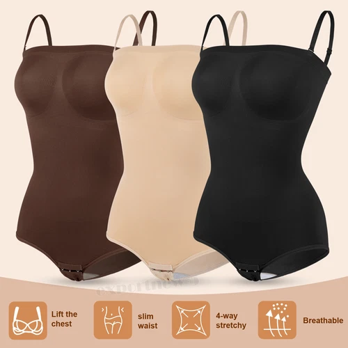 Body donna modellante a compressione senza spalline modellante controllo pancia tubetop - Foto 11 di 42