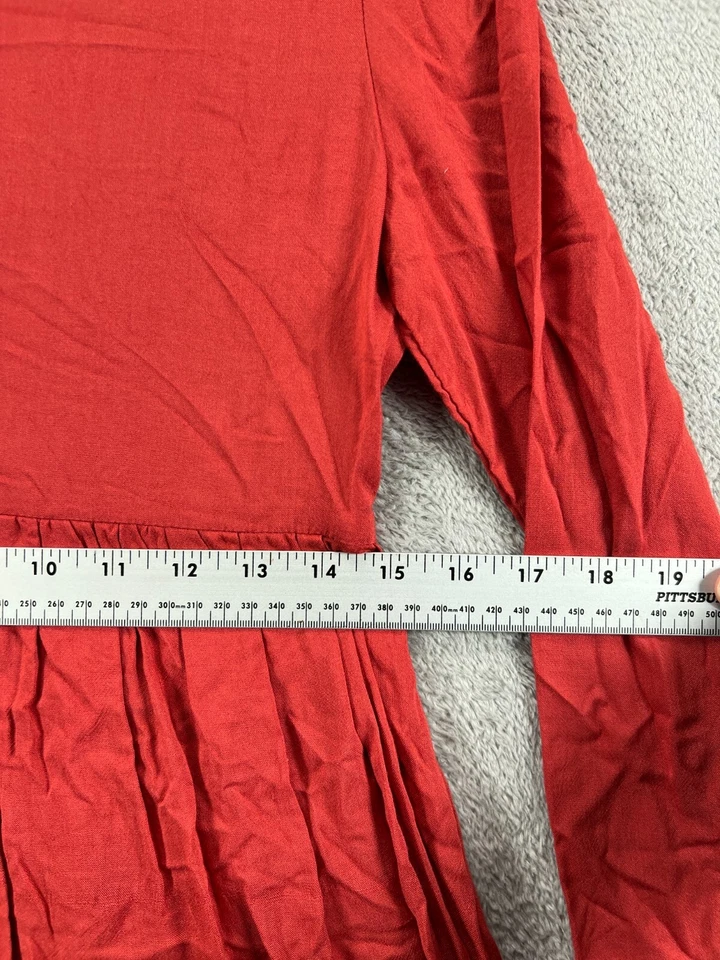 YA Los Angeles Mujer Vestidos Pequeños Mini Vestido Boho Rojo Manga Larga Bordado Foto 4 de 4