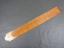 Vintage boxwood & brass 2 fold 24" rule ruler with steel tips