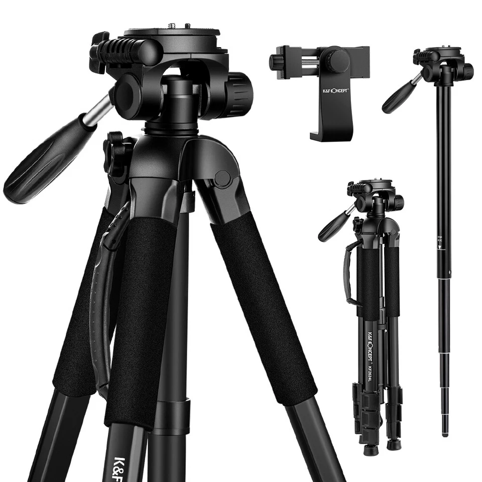 K&F Concept Camera /Phone Tripod 20"-70" Portable Aluminum Monopod 360° Pan Head - Image 3 of 4