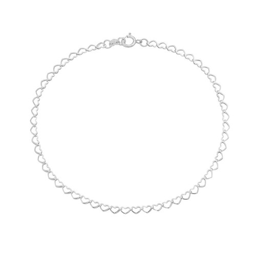 Pori Jewelry 14K Gold 2.5MM Open Heart Link Chain Anklet - Yellow & White Gold - 第 2/9 張圖片