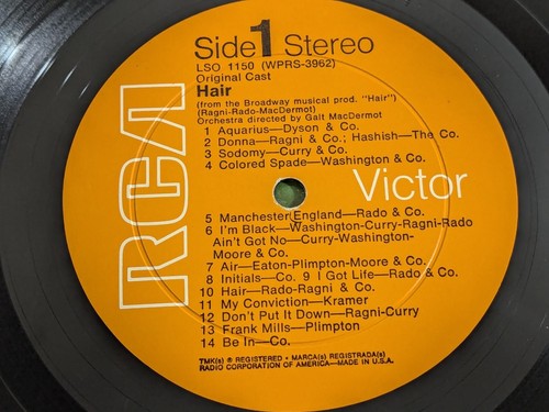 Hair: The Original Broadway Cast Recording LSO-1150 Stereo 1968 LP RCA Victor - Picture 9 of 14