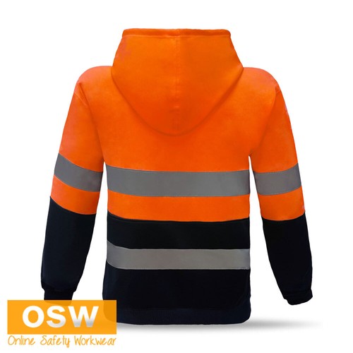 5 x Hi Vis Day/Night Yellow/Navy Orange/Navy Pullover Work Tradies Hoodies - Picture 4 of 6