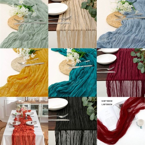 Semi-Sheer Gauze Table Runner Solid Color Tablecloth Table Cover Wedding Decor - Picture 2 of 27