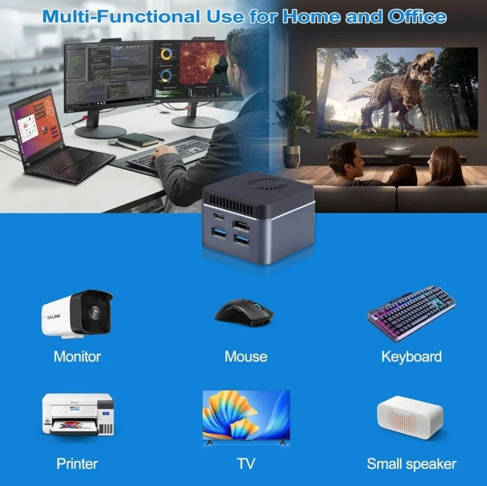 Mini PC J4125 Windows 10, 8GB RAM 256GB SSD, Mini Desktop Computer Support 4K - Image 4 of 4