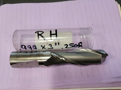 WELDON HSS End Mill 1'' 2FL 0.990'' 5.5OAL 3''LOC Re-Sharpened to 0.990'' 0.250''R
