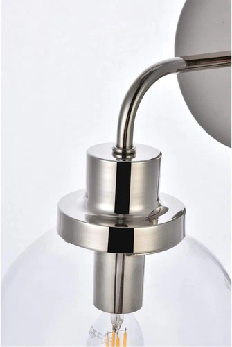 Hanson 1-Light Metal Bath Sconce in Polished Nickel and Clear - Picture 5 of 7