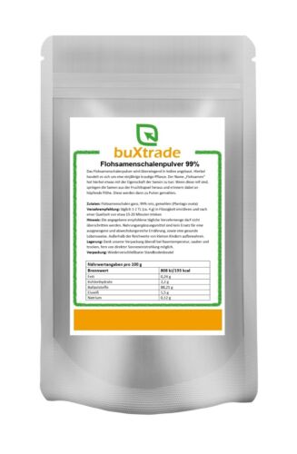 500 g | Flohsamenschalenpulver 99% | Flohsamen | gemahlen | Nahrungsergänzung
