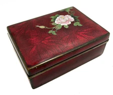 Inaba Nanaho Japanese Red Cloisonne Enamel Box 