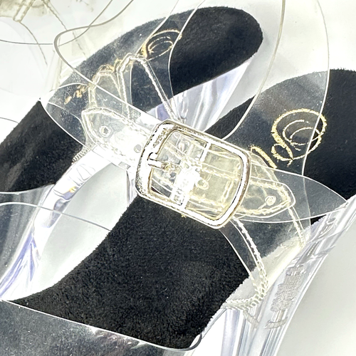 Pleaser Radiant-708 Clear 7" Heel, 3 1/4" Platform Ankle Strap Sandal US 8 - Picture 8 of 12