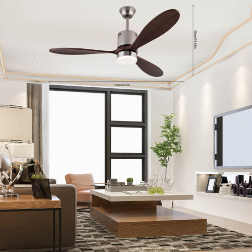 52 Inch Modern LED Ceiling Fan with Light and Remote Control 6 Speeds & 3 Colors