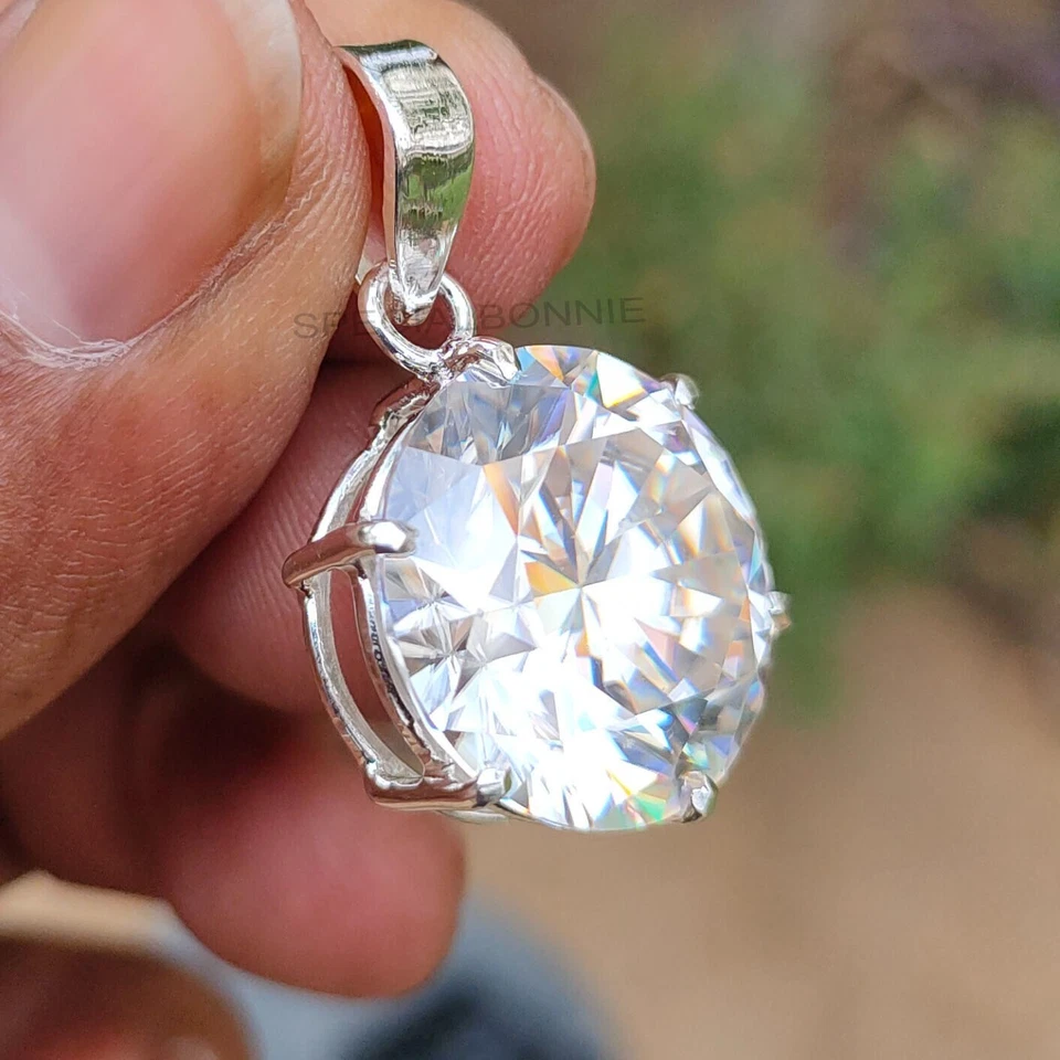 RARO 20,90 quilates Certificado Diamante Blanco Collar Solitario! ¡Tachuelas de diamante GRATIS! Foto 3 de 4