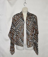 Bob Mackie Wearable Art Geometric Print Scarf W/Gift Box--Grey Multi