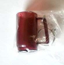 Tupperware RED mini Preludio ACRYLIC beer MUG  KEY CHAIN NIP!  stocking stuffer!