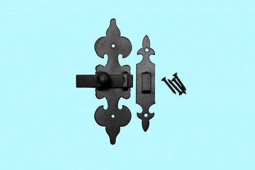 Renovators Supply Manufacturing Cabinet Latch 6 in. x 4.5 in. Wrought Iron Fleur - Picture 2 of 9