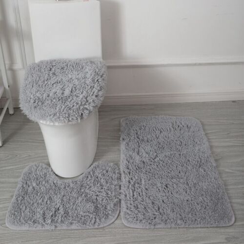 3Pcs Bathroom Bath Mat Contour Rug Set with Toilet Lid Cover,Ultra Soft,Non-Slip
