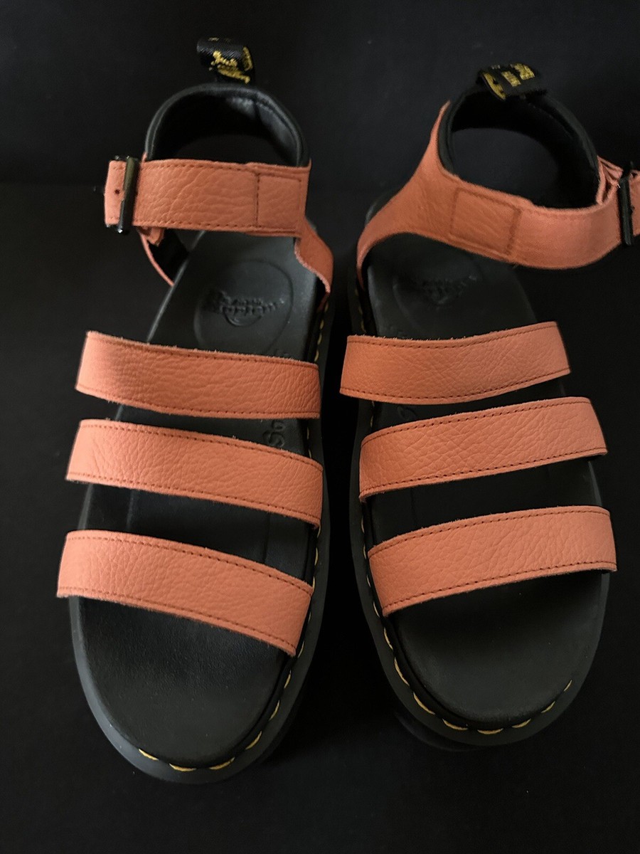 Dr Martens Blaire Quad Leather Strap Platform Sandals Coral